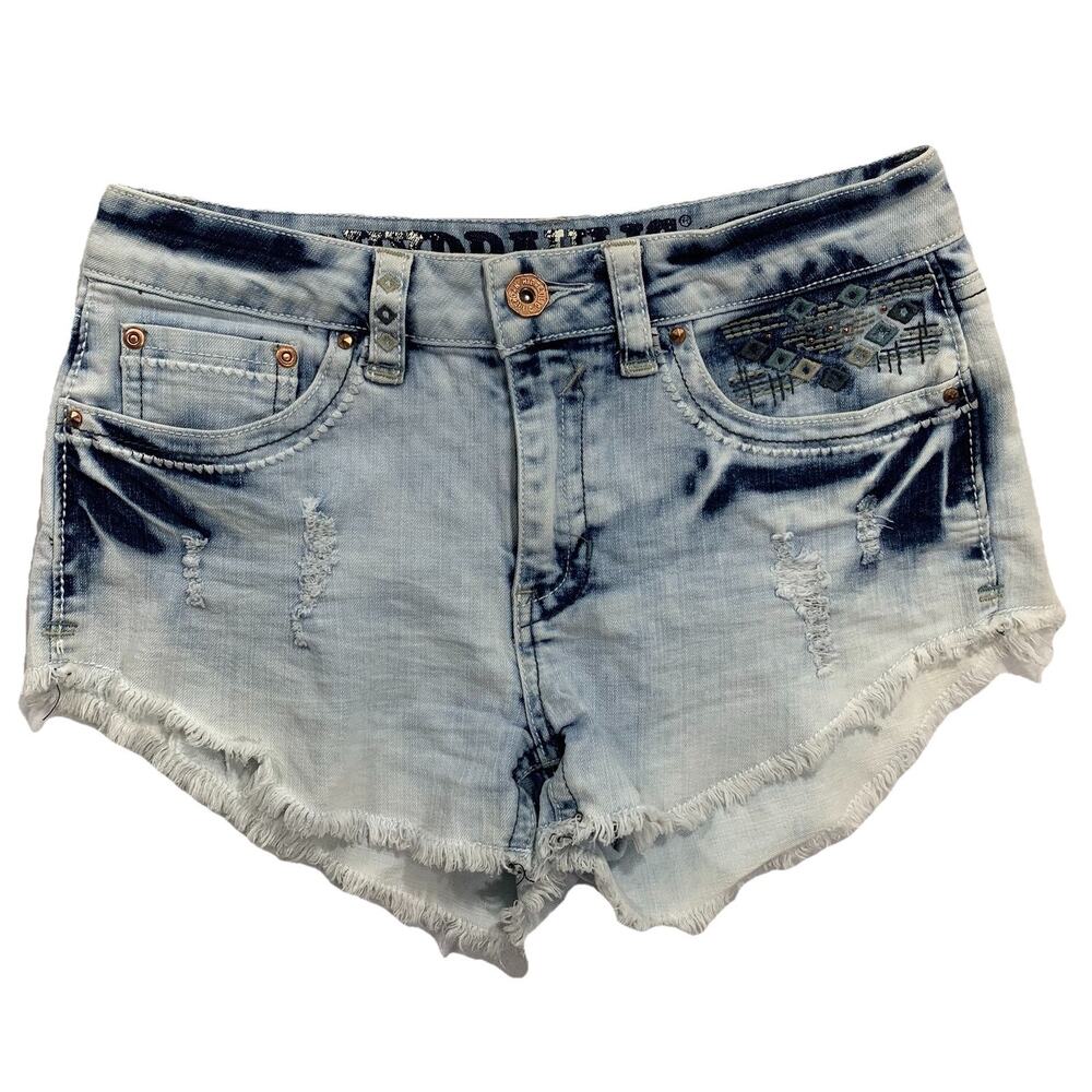 Hydraulic Farrah High‎ Rise Denim Shorts Womens 9/10 Light Wash Distressed Boho
